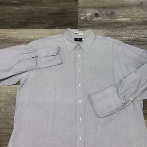 Saks Fifth Avenue Dress Shirt Mens 17.5 34 Micro Houndstooth French‎ Cuffs XL